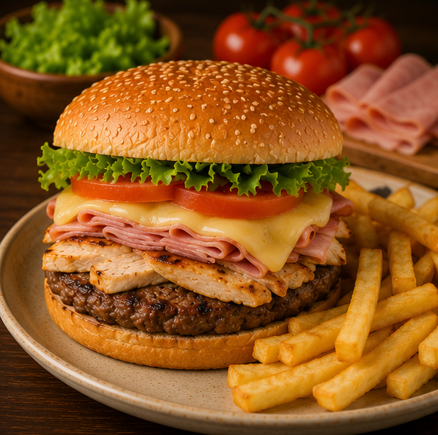 Hamburguesa Mixta+papas