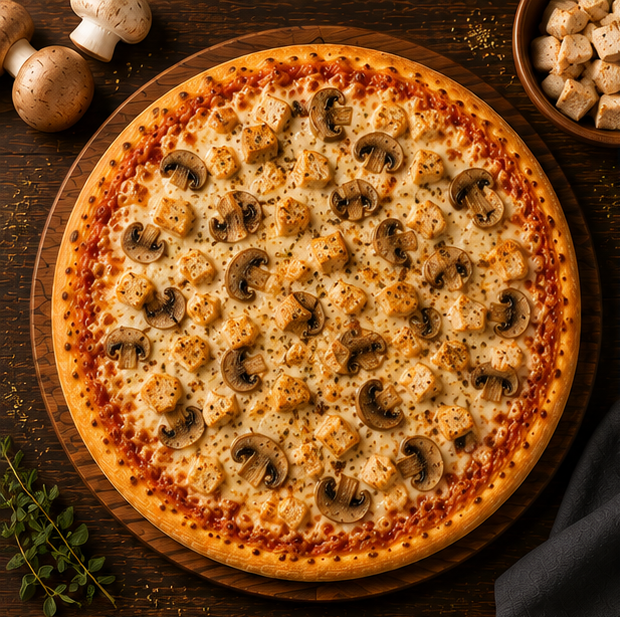 Pizza pollo-champinones